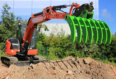 Acero Negro / Verde Pincel Rake Excavadora Acoplamiento Agujas Tinas Construcción de trabajo pesado