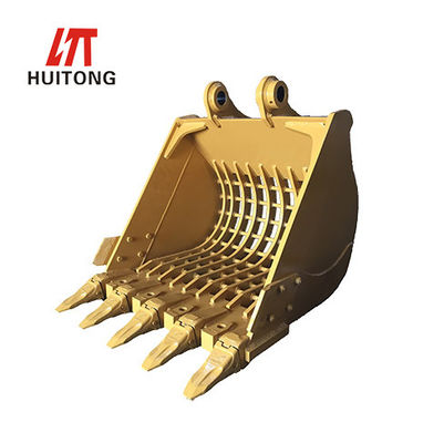 Cubo de esqueleto de excavadora amarillo / negro para limpieza de zanjas y tamizado con Hardox450/500 Q355B