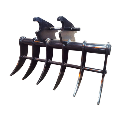 Rastrillo para excavadora de 6 toneladas de acero resistente al desgaste Q355 con longitud y dimensiones personalizadas, accesorio de alta eficiencia
